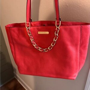 Michael Kors Cherry Red Tote with Gold Accents